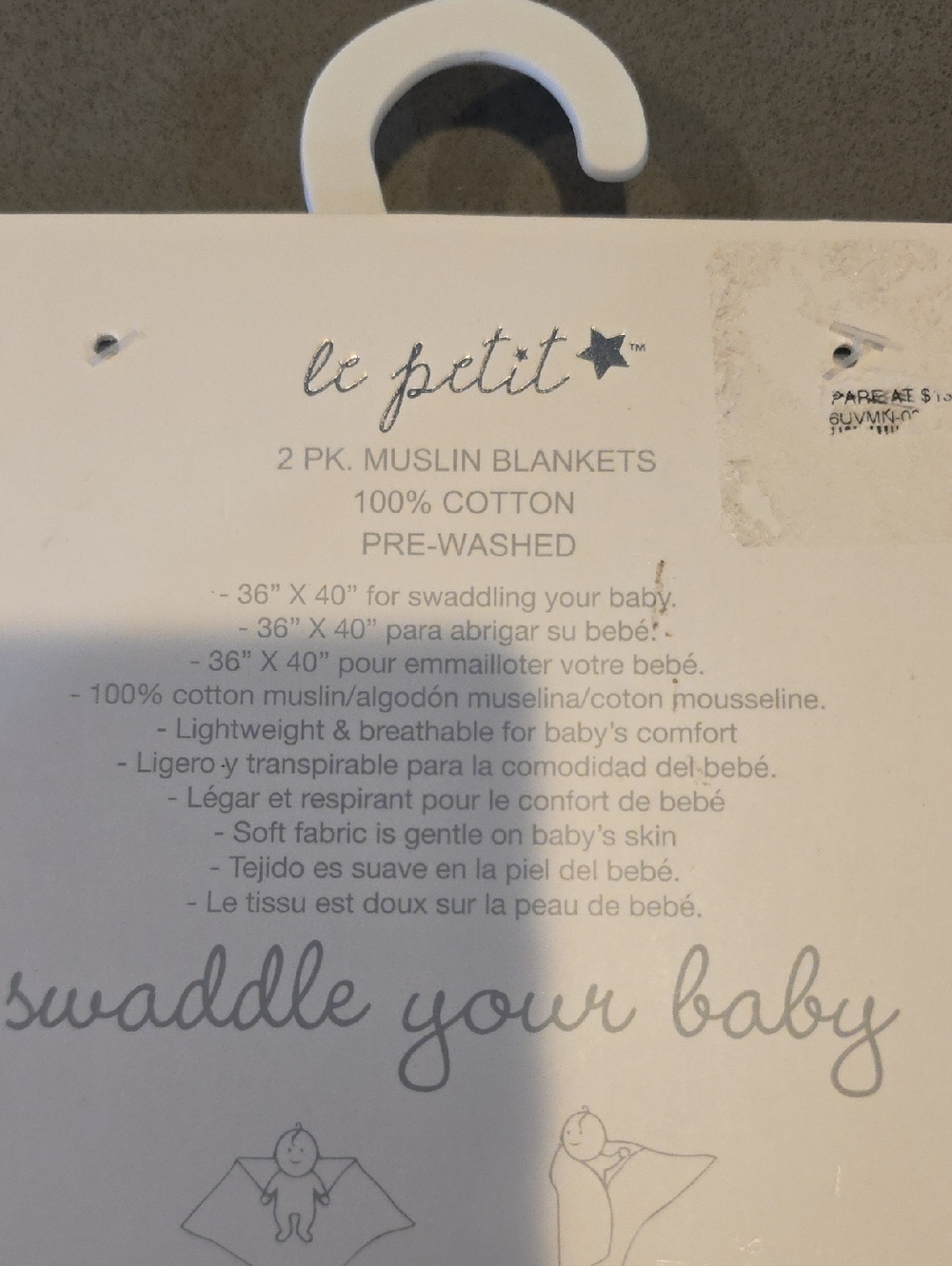 le petit 2-Pack Gray Muslin Baby Blankets - Picture 5 of 6